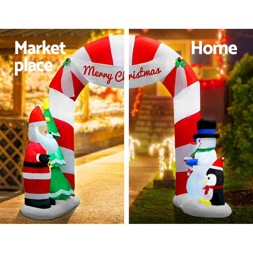 Jingle Jollys Christmas Inflatable Santa Archway 3M Outdoor Decorations Lights - Christmas Outlet Online