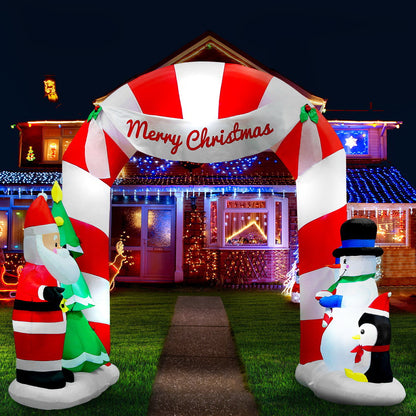 Jingle Jollys Christmas Inflatable Santa Archway 3M Outdoor Decorations Lights - Christmas Outlet Online