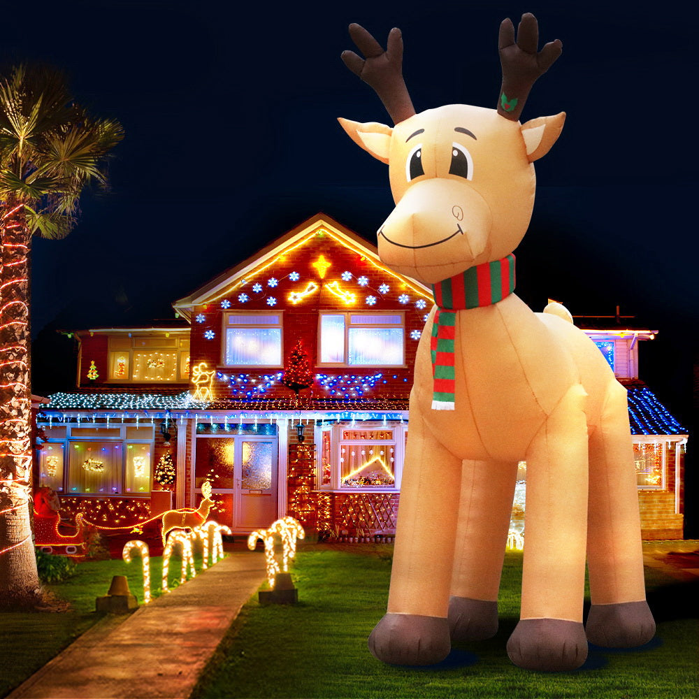 Jingle Jollys 5M Christmas Inflatable Reindeer Outdoor Xmas Decorations Lights - Christmas Outlet Online