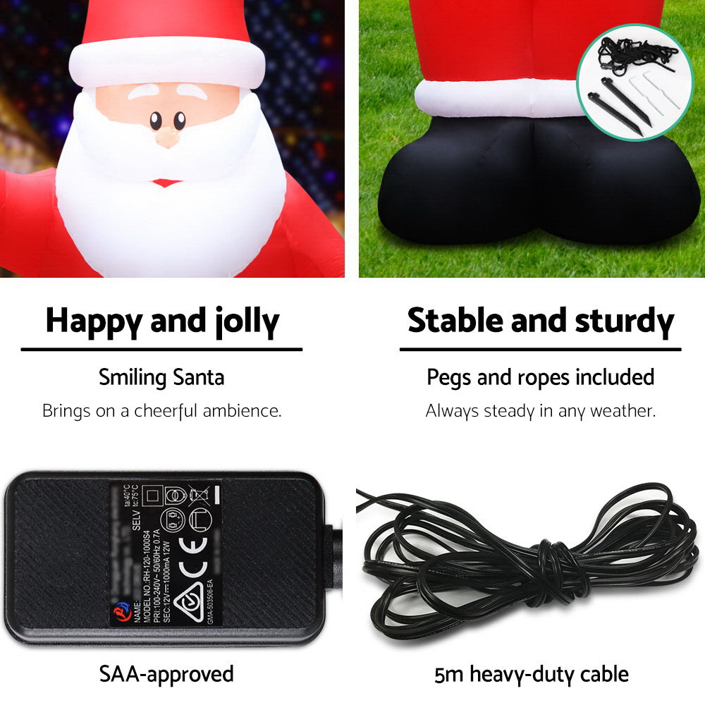 Jingle Jollys 5M Christmas Inflatable Santa Decorations Outdoor Air-Power Light - Christmas Outlet Online