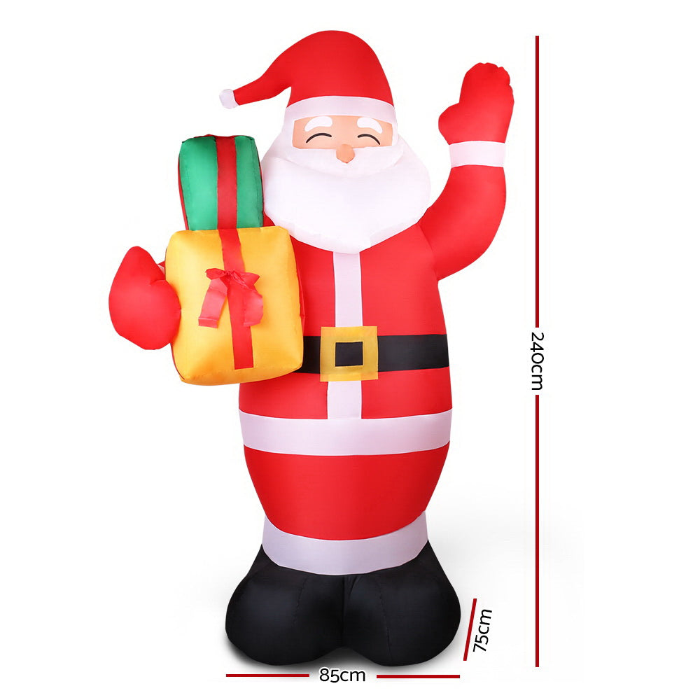 Jingle Jollys Christmas Inflatable Santa 2.4M Outdoor Xmas Decorations Lights - Christmas Outlet Online