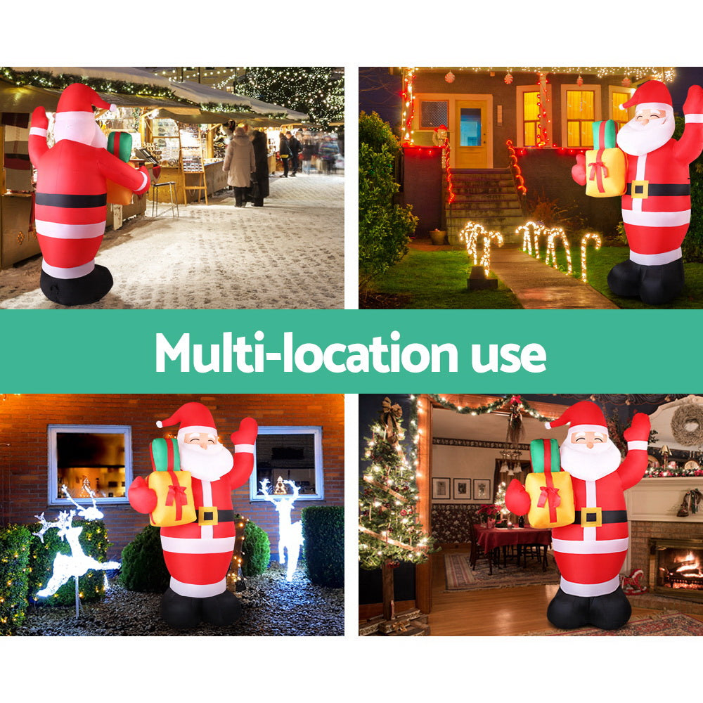 Jingle Jollys Christmas Inflatable Santa 2.4M Outdoor Xmas Decorations Lights - Christmas Outlet Online