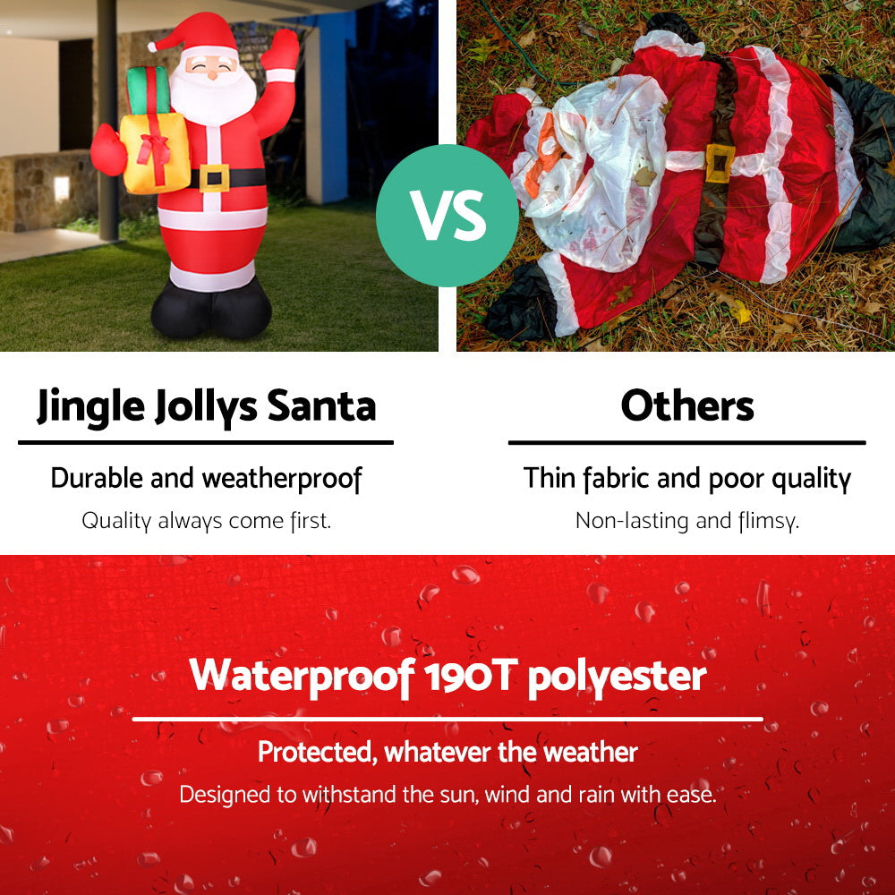 Jingle Jollys Christmas Inflatable Santa 2.4M Outdoor Xmas Decorations Lights - Christmas Outlet Online