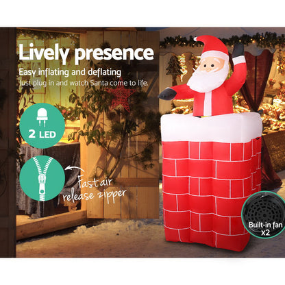 Jingle Jollys Christmas Inflatable Pop Up Santa 1.8M OutdoorDecorations Lights - Christmas Outlet Online