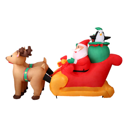 Jingle Jollys Christmas Inflatable Santa Sleigh 2.2M Outdoor Decorations LED - Christmas Outlet Online