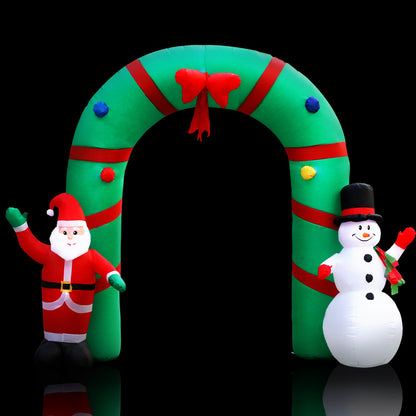 Jingle Jollys Christmas Inflatable Giant Arch Way 2.8M Santa Snowman Light Decor