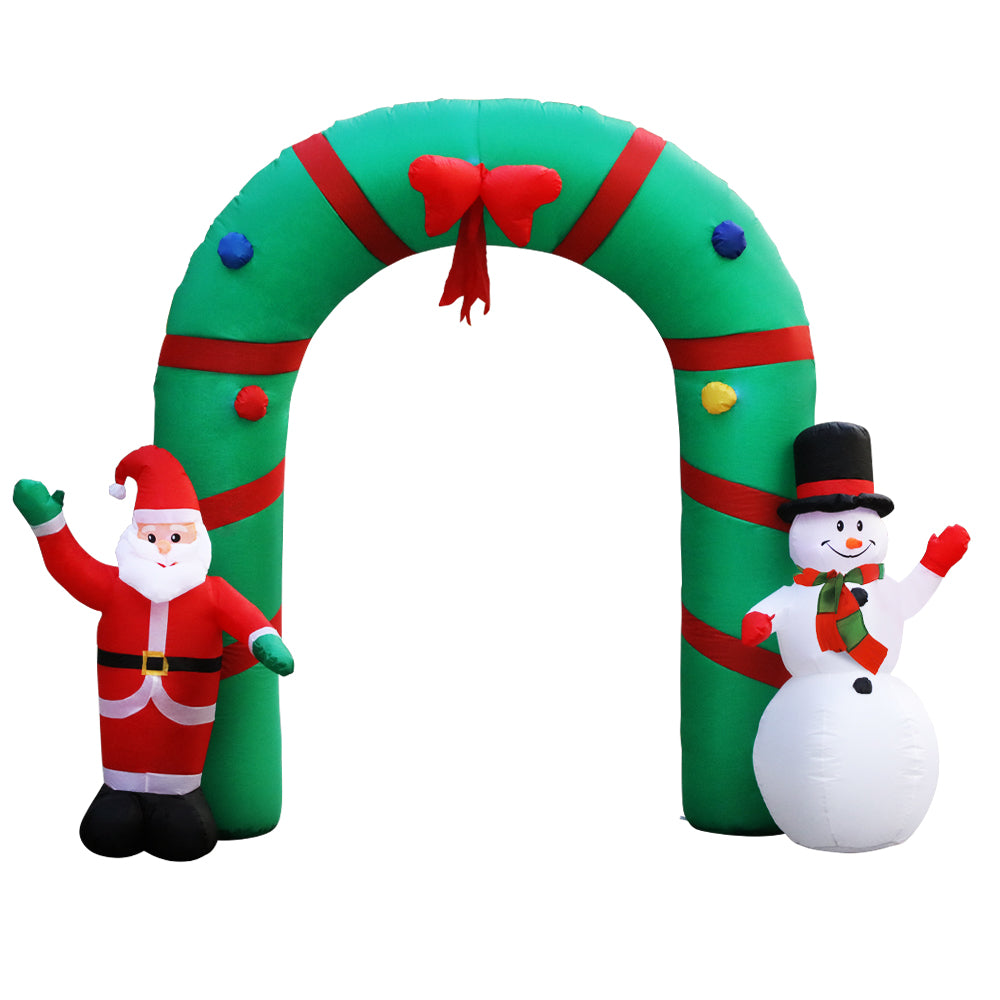 Jingle Jollys Christmas Inflatable Giant Arch Way 2.8M Santa Snowman Light Decor - Christmas Outlet Online