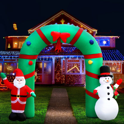 Jingle Jollys Christmas Inflatable Giant Arch Way 2.8M Santa Snowman Light Decor - Christmas Outlet Online