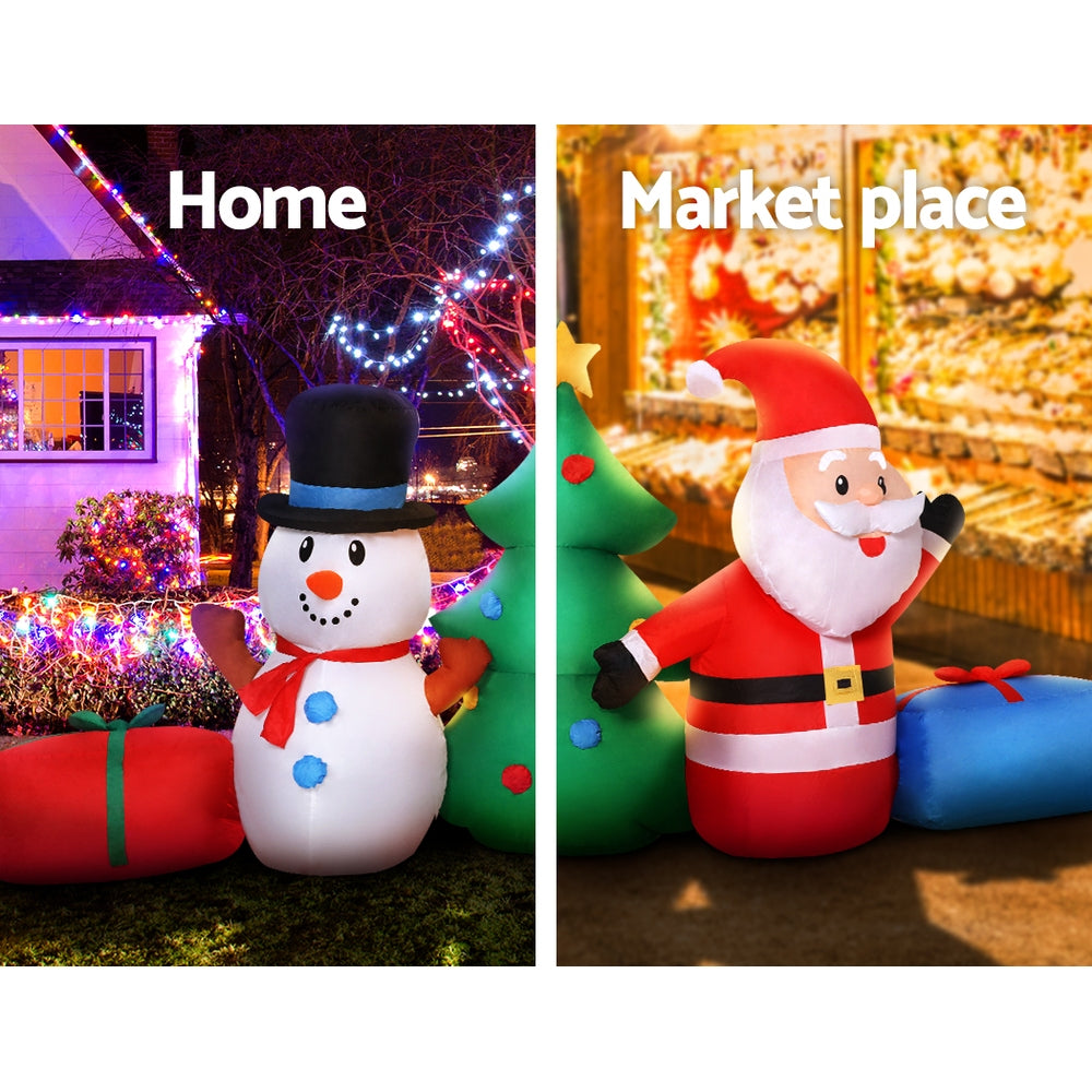 Jingle Jollys Christmas Inflatable Tree Snowman Lights 2.7M Outdoor Decorations - Christmas Outlet Online