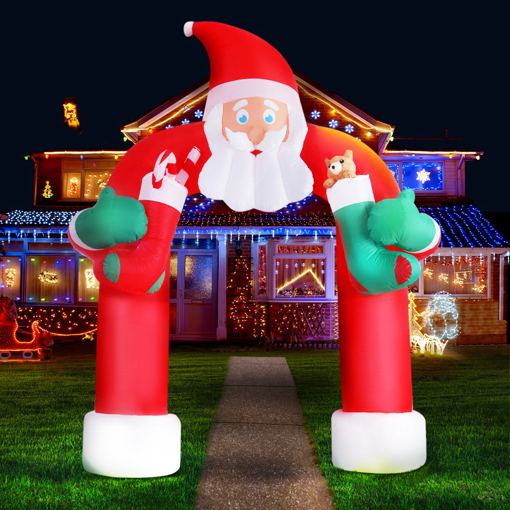 Jingle Jollys Christmas Inflatable Santa Archway 2.3M Outdoor Decorations Lights - Christmas Outlet Online