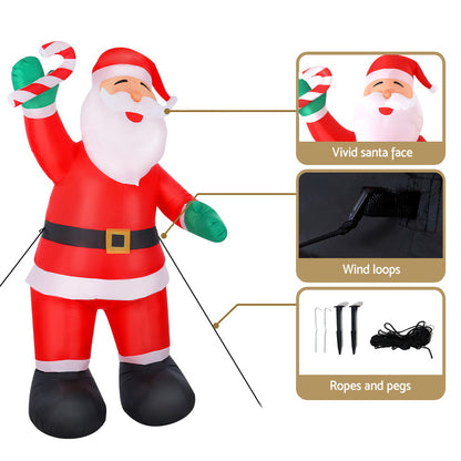 Jingle Jollys Christmas Inflatable Santa 3M Xmas Outdoor Decorations LED Lights - Christmas Outlet Online