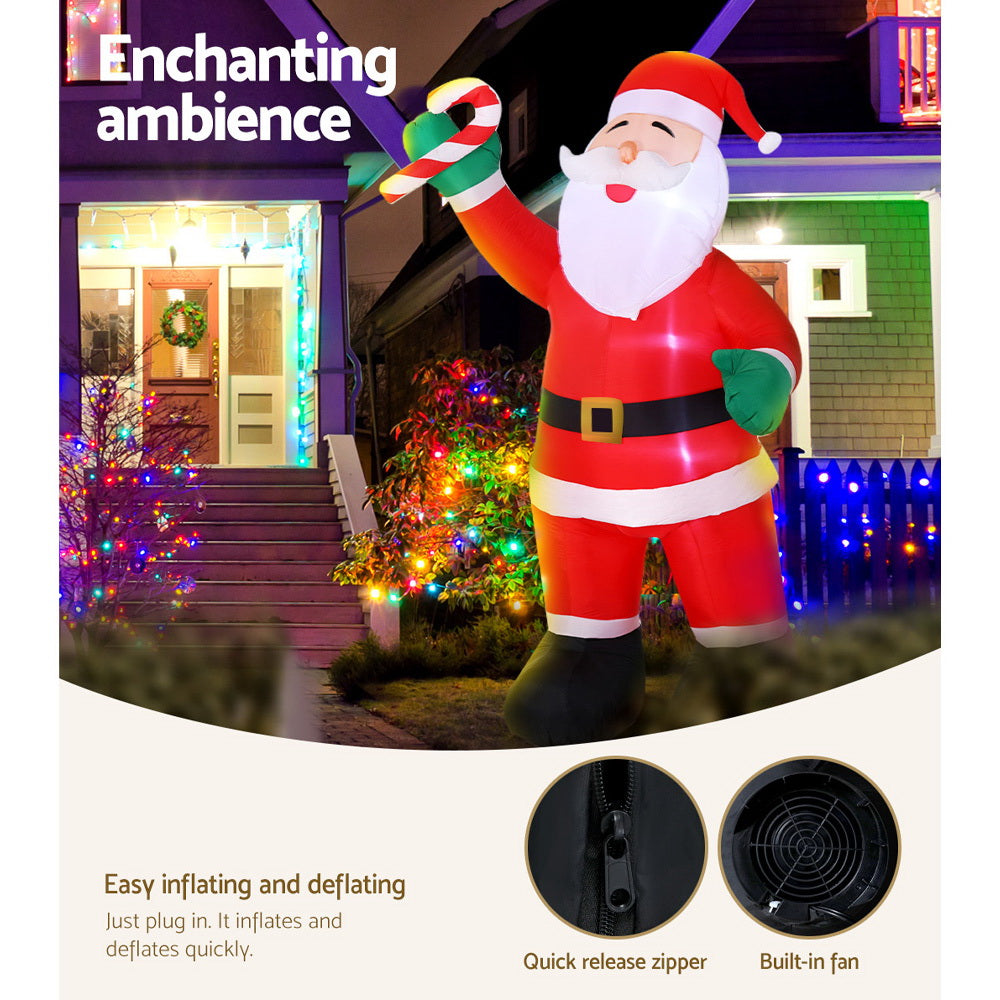 Jingle Jollys Christmas Inflatable Santa 3M Xmas Outdoor Decorations LED Lights - Christmas Outlet Online