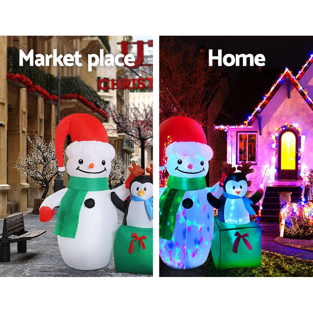 Jingle Jollys Christmas Inflatable Snowman 1.8M Lights LED Outdoor Decorations - Christmas Outlet Online