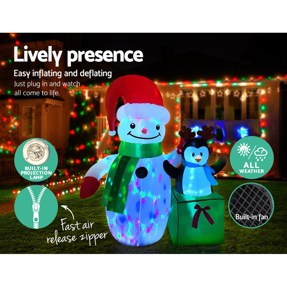 Jingle Jollys Christmas Inflatable Snowman 1.8M Lights LED Outdoor Decorations - Christmas Outlet Online