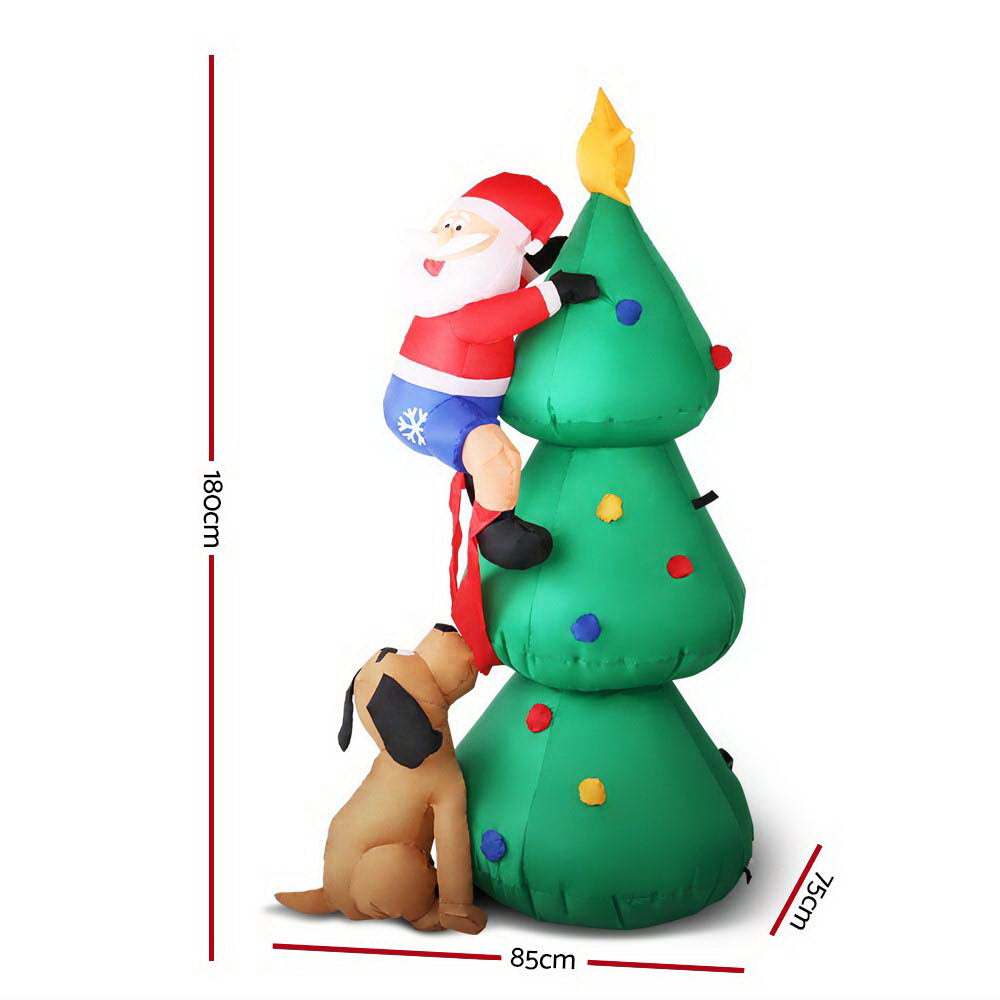 Jingle Jollys Christmas Inflatable Santa Tree 1.8M Lights Outdoor Decorations - Christmas Outlet Online