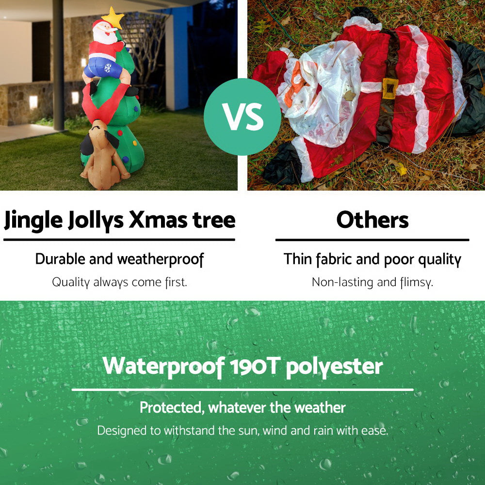 Jingle Jollys Christmas Inflatable Santa Tree 1.8M Lights Outdoor Decorations - Christmas Outlet Online