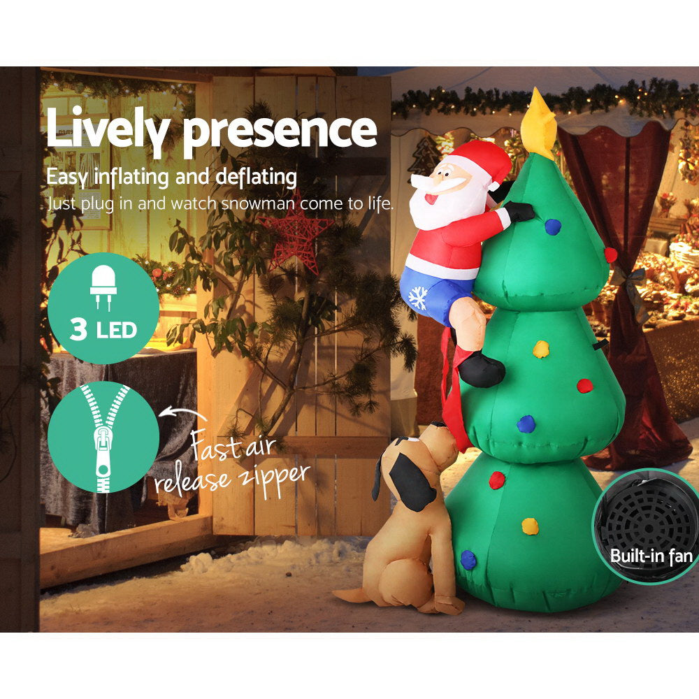 Jingle Jollys Christmas Inflatable Santa Tree 1.8M Lights Outdoor Decorations - Christmas Outlet Online