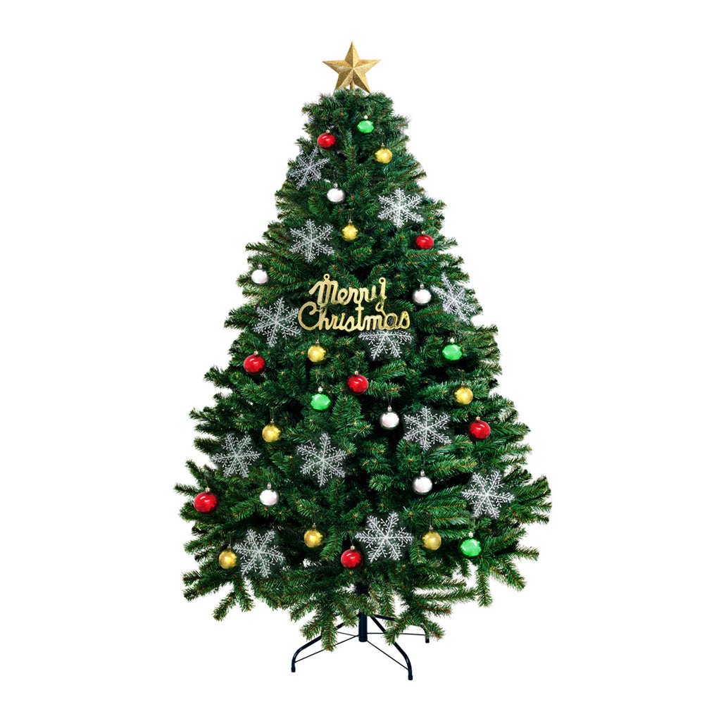 Christmas Tree Kit Xmas Decorations Colorful Plastic Ball Baubles with LED Light 2.1M Type2 - Christmas Outlet Online