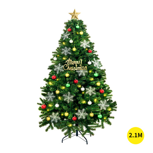 Christmas Tree Kit Xmas Decorations Colorful Plastic Ball Baubles with LED Light 2.1M Type2 - Christmas Outlet Online