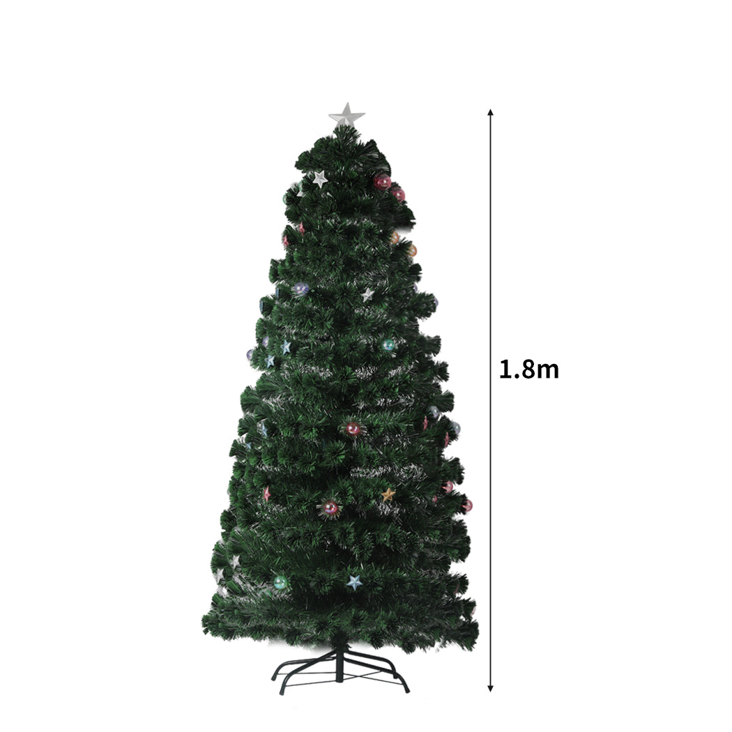 SANTACO Christmas Tree 1.8M 6Ft Xmas Decorations Fibre Optic Multicolour Lights - Christmas Outlet Online