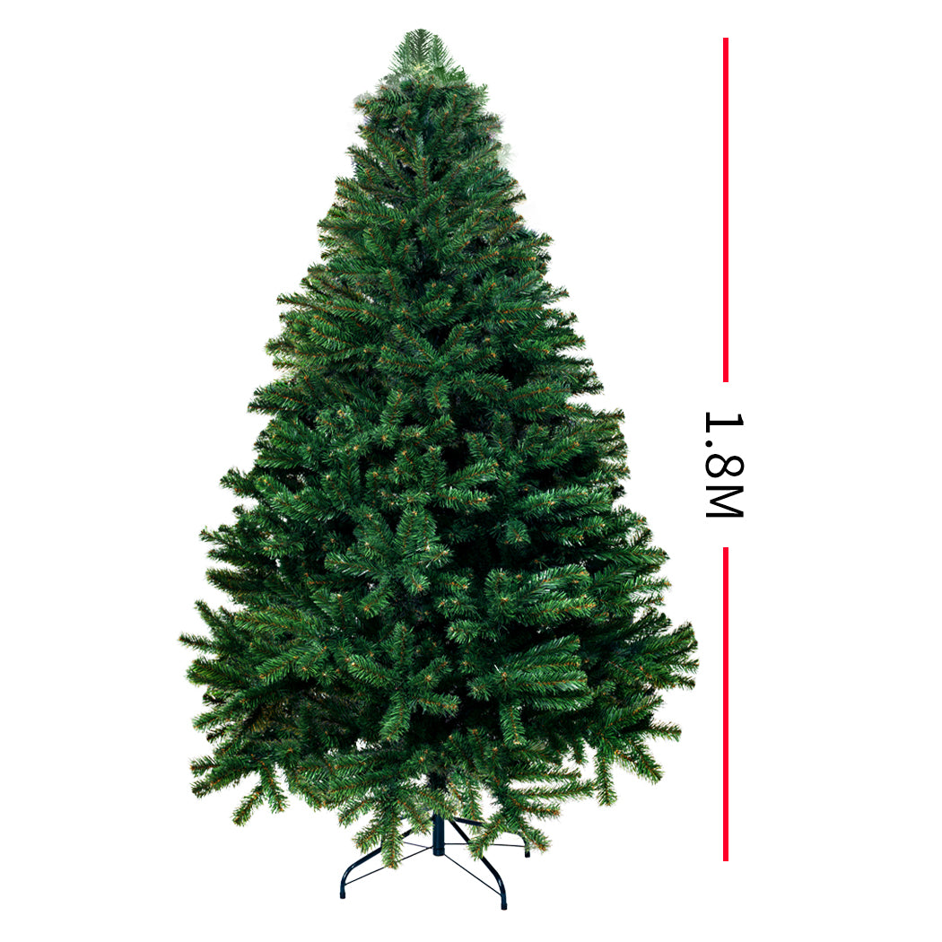 SANTACO Christmas Tree 1.8M 6Ft Xmas Home Garden Decor Warm LED Lights - Christmas Outlet Online