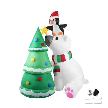 Santaco Inflatable Christmas Decor Polar Bear Tree 1.8M LED Lights Xmas Party - Christmas Outlet Online