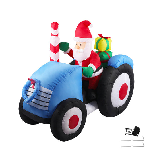 Santaco Inflatable Christmas Decor Tractor Santa 1.4M LED Lights Xmas Party - Christmas Outlet Online