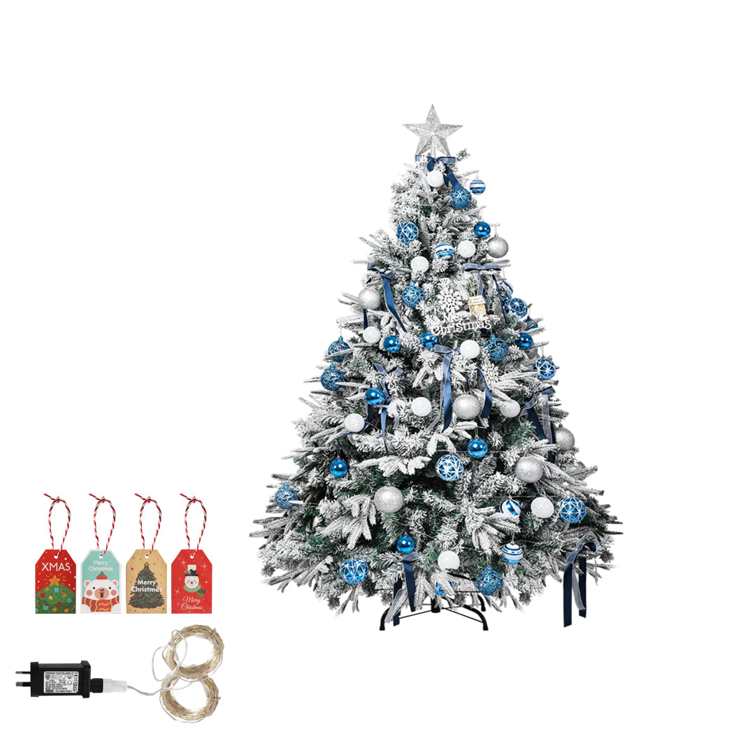 Santaco Christmas Tree 1.2M 4Ft Fairy Lights Snow Flocked Xmas Ornaments Decor - Christmas Outlet Online