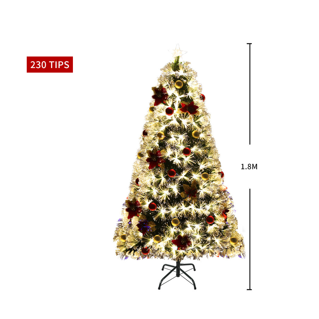 Santaco Christmas Tree 1.8M 6Ft Xmas Decorations Fibre Optic Multicolour Lights - Christmas Outlet Online