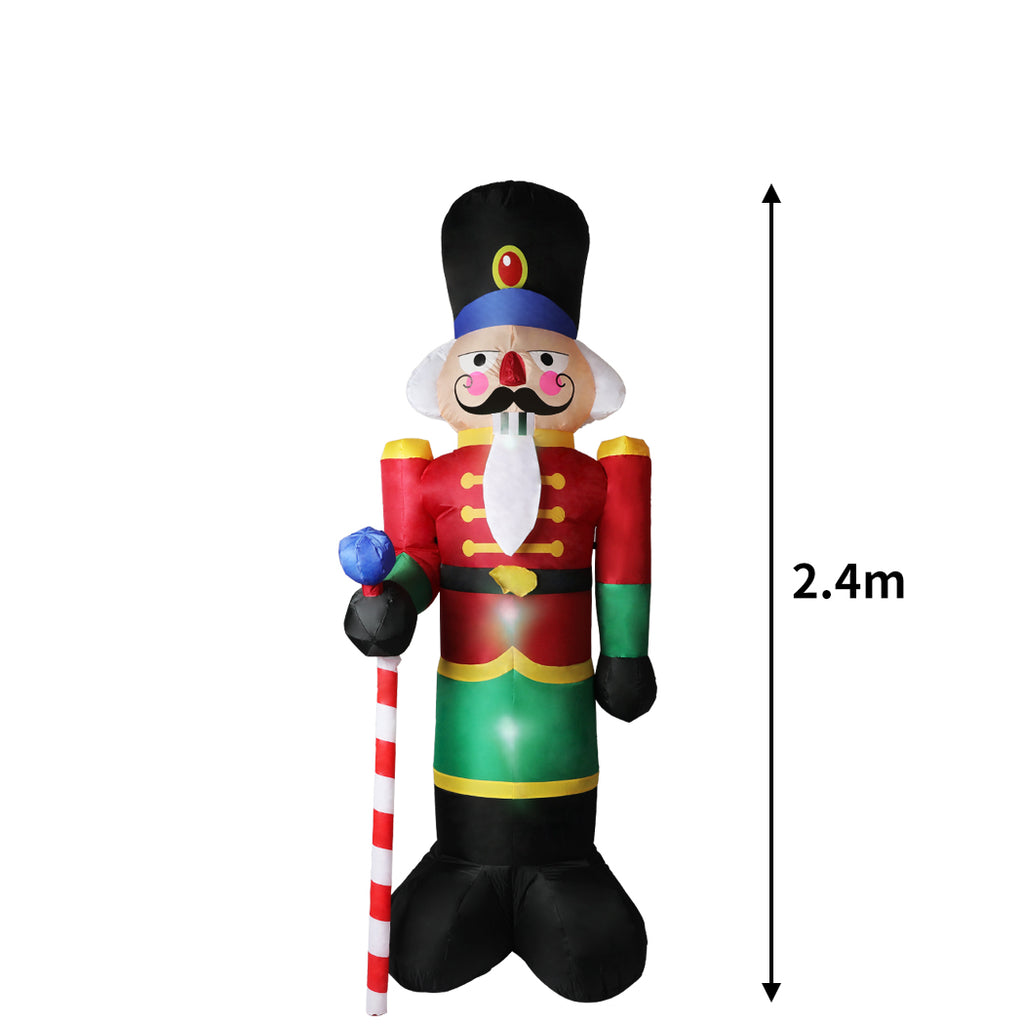 Santaco Inflatable Christmas Decorations Nutcracker 2.4M LED Lights Xmas Party - Christmas Outlet Online