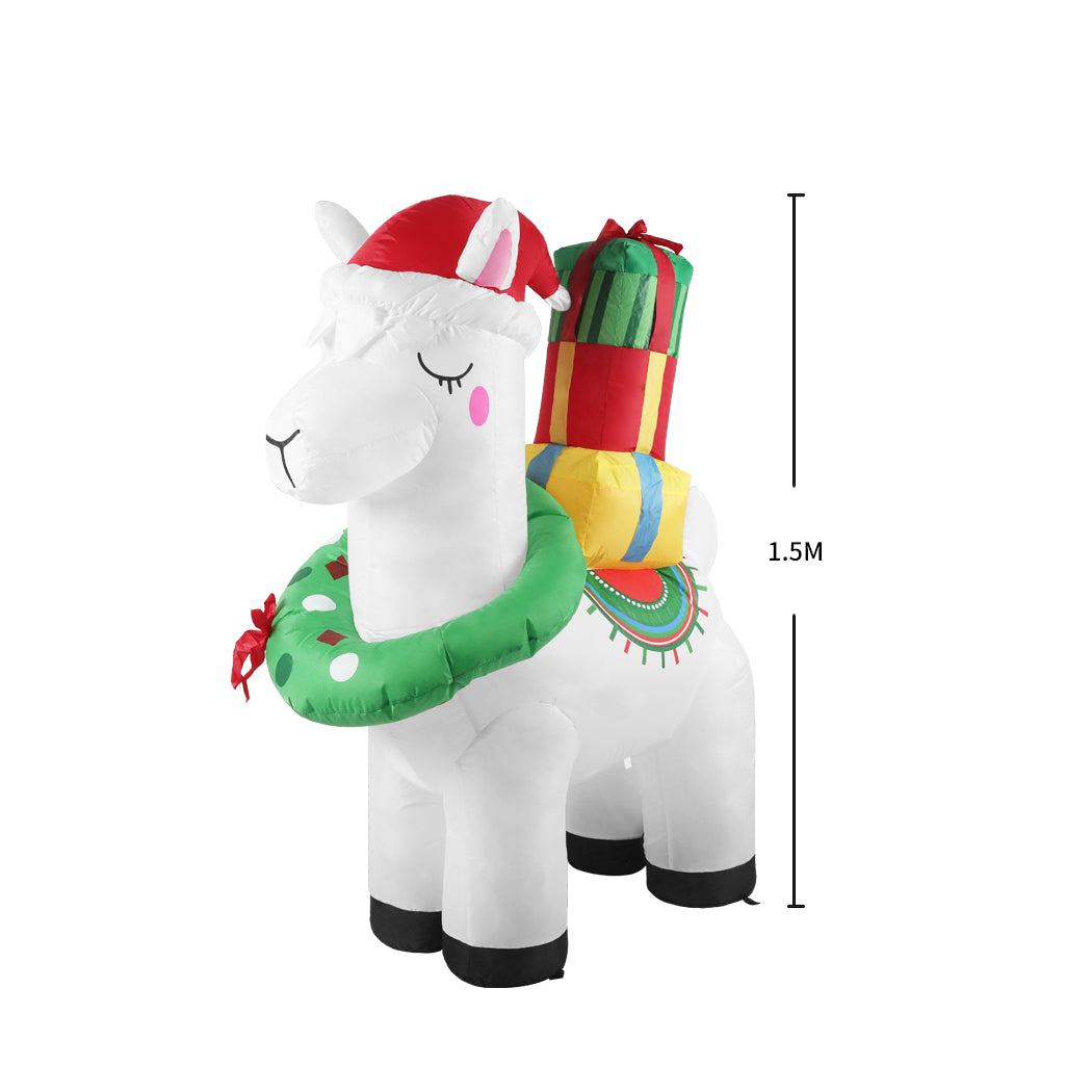 Santaco Inflatable Christmas Decor Christmas Llama 1.5M LED Lights Xmas Party - Christmas Outlet Online