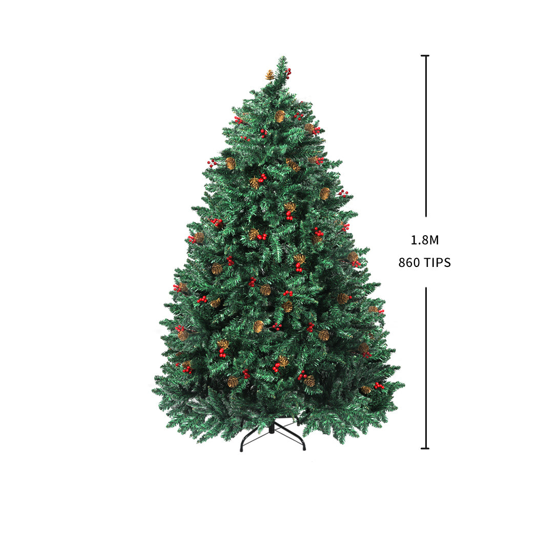 Santaco Christmas Tree 1.8M 6Ft Pinecone Decorated Xmas Home Garden Decorations - Christmas Outlet Online