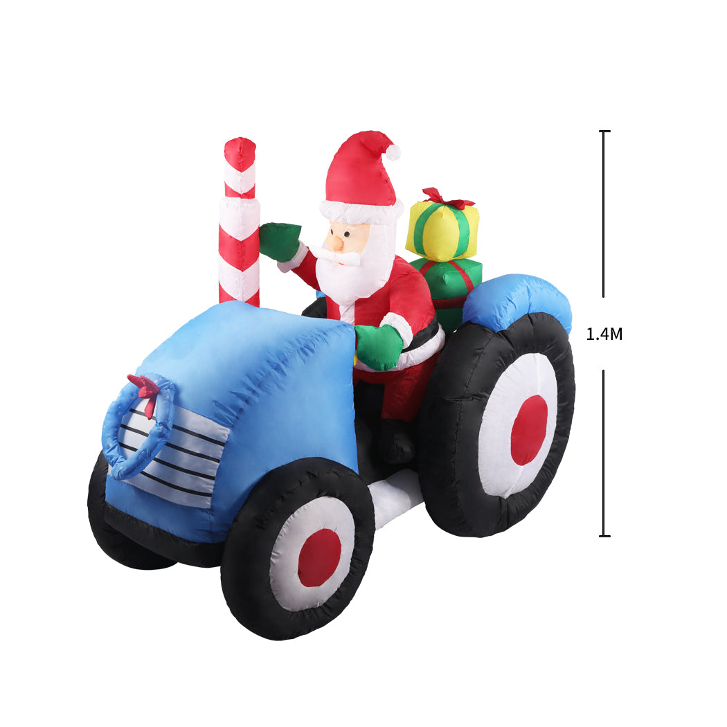 Santaco Inflatable Christmas Decor Tractor Santa 1.4M LED Lights Xmas Party - Christmas Outlet Online