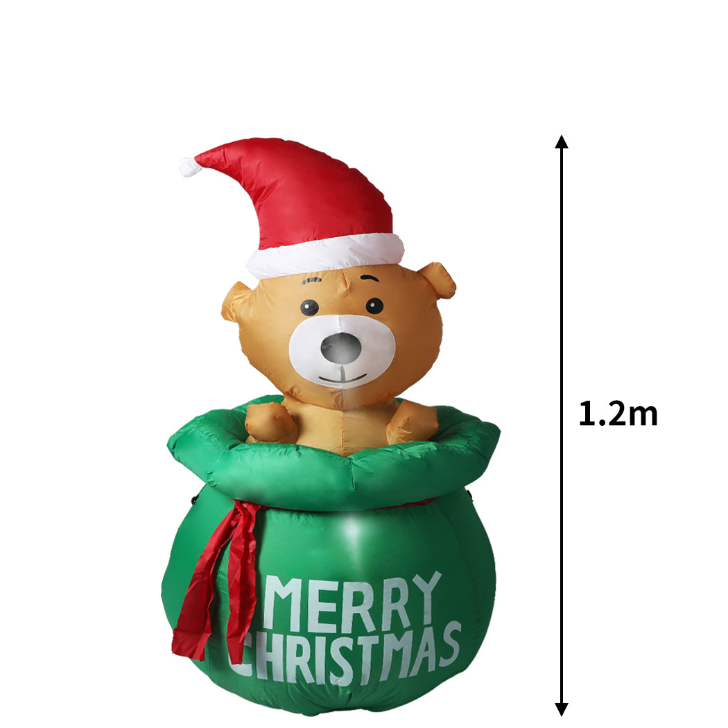 Santaco Inflatable Christmas Decorations Bubbly Bear 1.5M LED Lights Xmas Party - Christmas Outlet Online