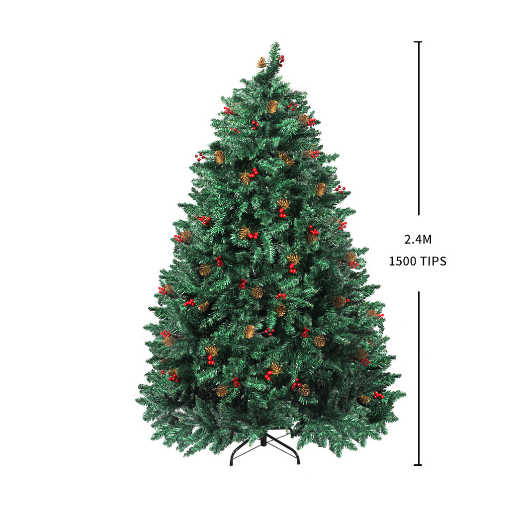 Santaco Christmas Tree 2.4M 8Ft Pinecone Decorated Xmas Home Garden Decorations - Christmas Outlet Online