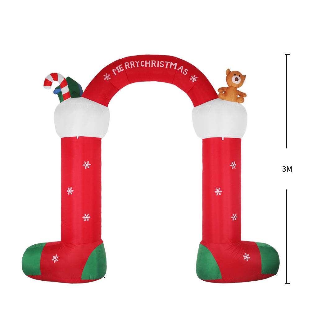 Santaco Christmas Inflatable Decor Stocking Arch 3M LED Lights Xmas Party - Christmas Outlet Online