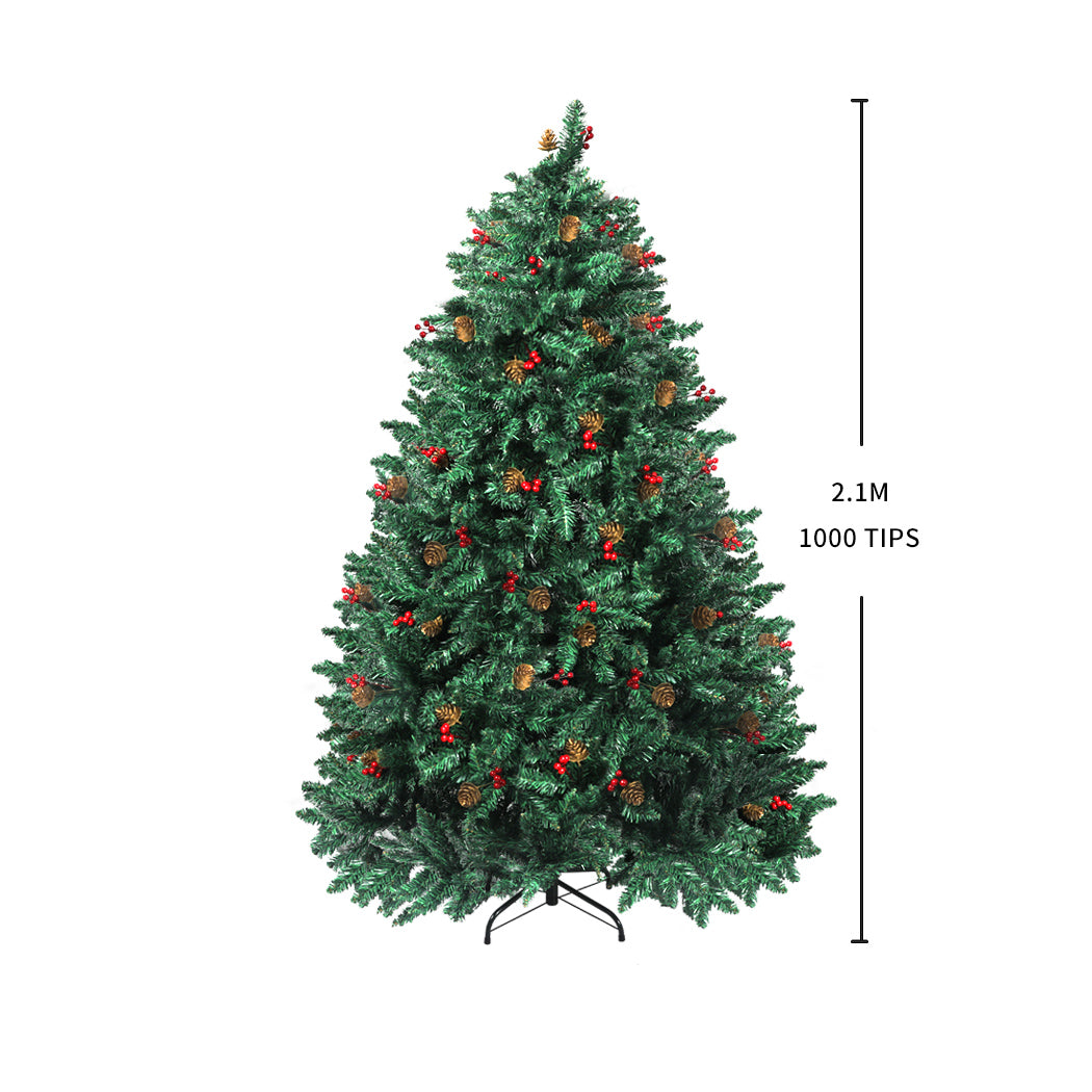 Santaco Christmas Tree 2.1M 7Ft Pinecone Decorated Xmas Home Garden Decorations - Christmas Outlet Online