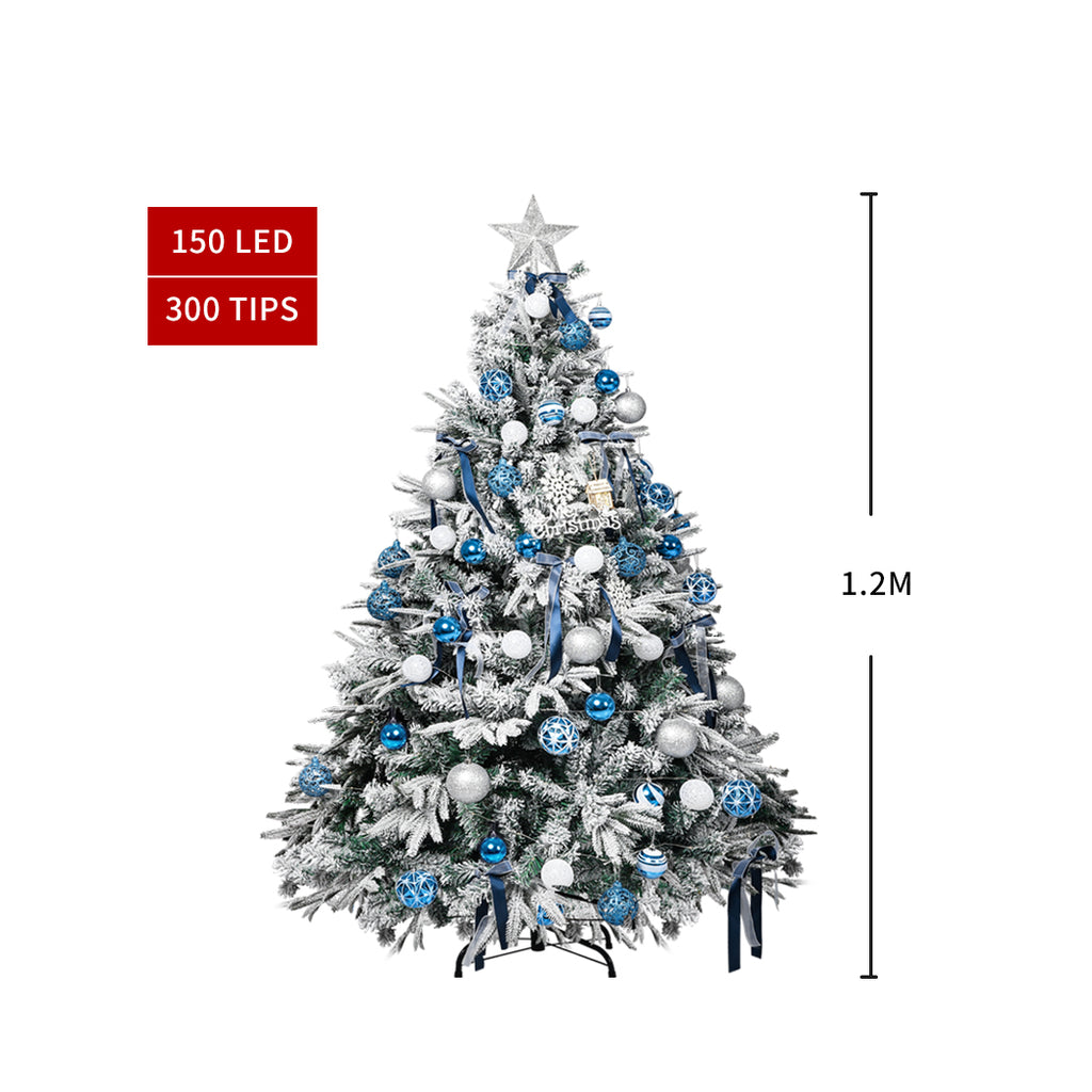 Santaco Christmas Tree 1.2M 4Ft Fairy Lights Snow Flocked Xmas Ornaments Decor - Christmas Outlet Online