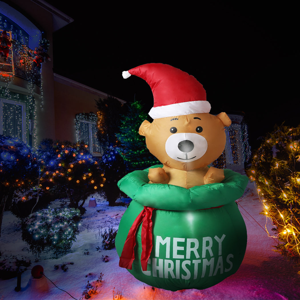 Santaco Inflatable Christmas Decorations Bubbly Bear 1.5M LED Lights Xmas Party - Christmas Outlet Online