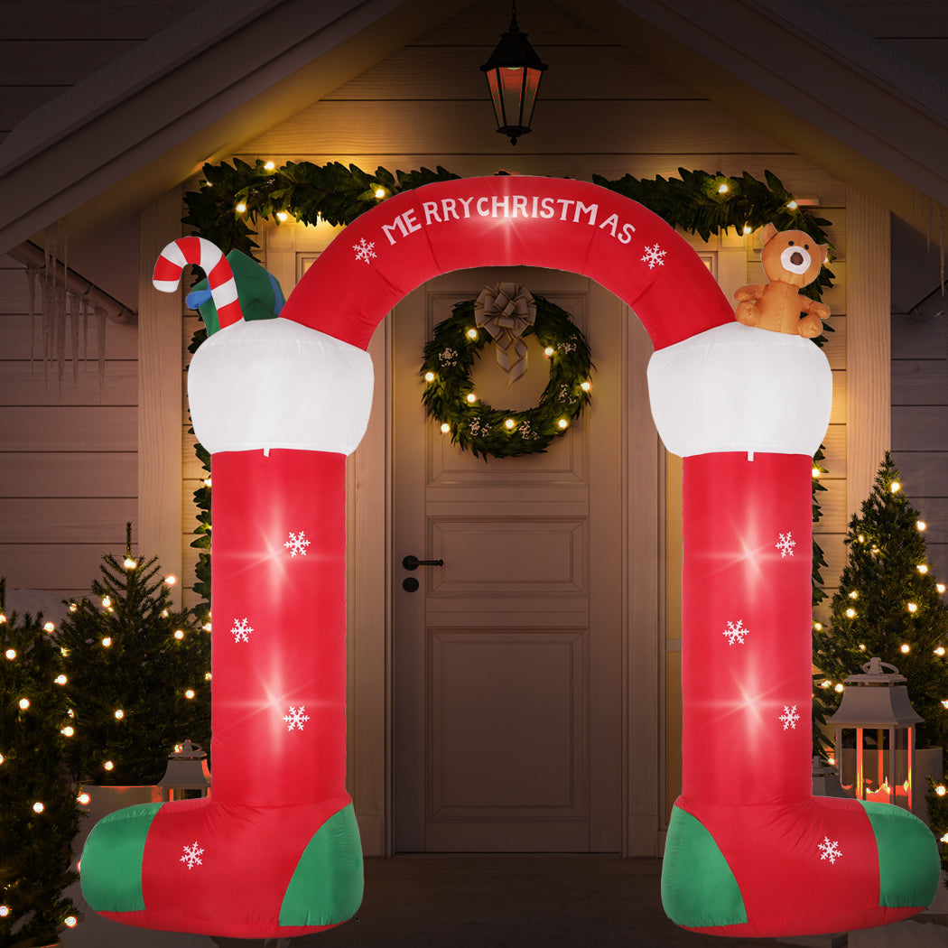 Santaco Christmas Inflatable Decor Stocking Arch 3M LED Lights Xmas Party - Christmas Outlet Online