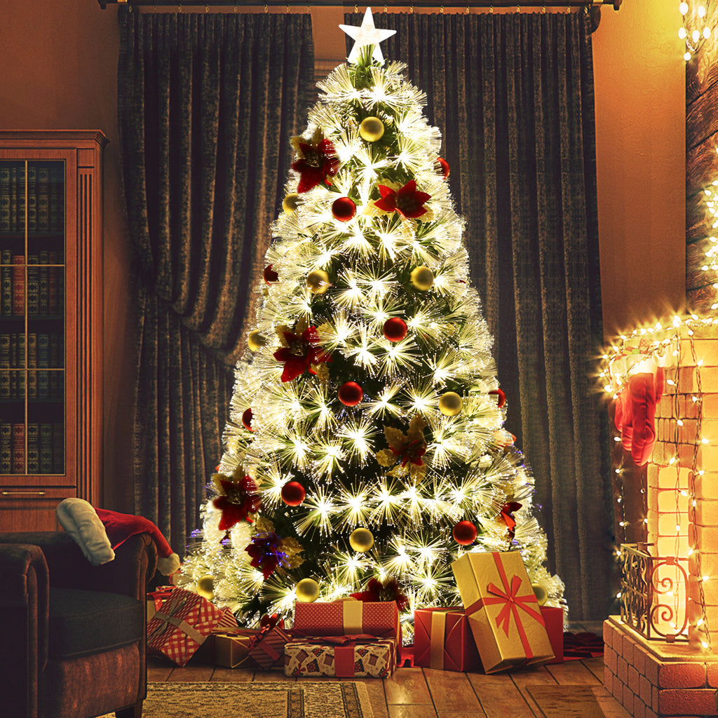 Santaco Christmas Tree 1.8M 6Ft Xmas Decorations Fibre Optic Multicolour Lights - Christmas Outlet Online