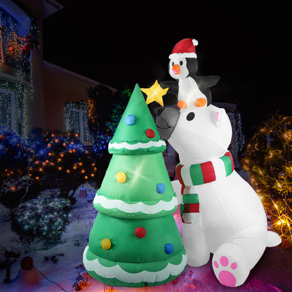 Santaco Inflatable Christmas Decor Polar Bear Tree 1.8M LED Lights Xmas Party - Christmas Outlet Online