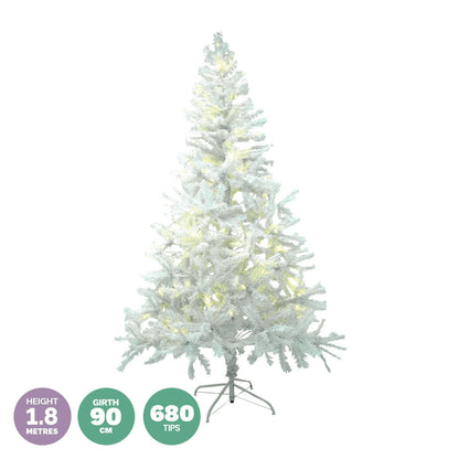 Christmas By Sas 1.8m x 90cm White Pine Tree 72 Warm White LED String Lights - Christmas Outlet Online